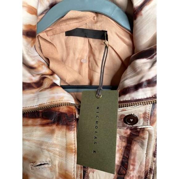 NWT Nicholas K Revised Brock Fitted Leather Jacket Bronze Tie Dye Size XS $880 - Picture 9 of 9